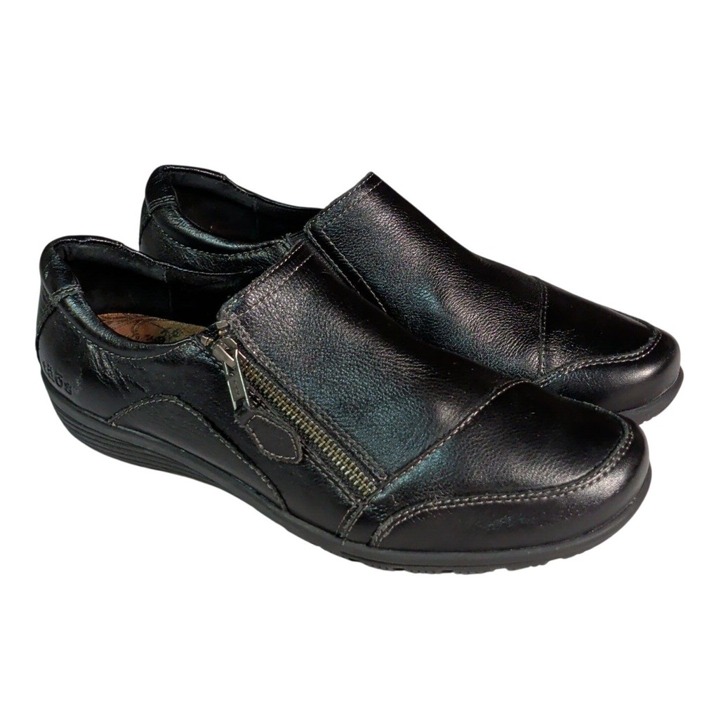 Taos Character Shoes Womens Size 8.5 Black Leather Zip Loafer Comfort Bohemian